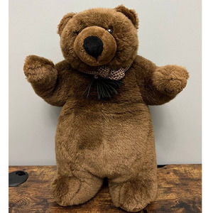 Vintage Walmart Brown Bear with Checkered Scarf Plush‎